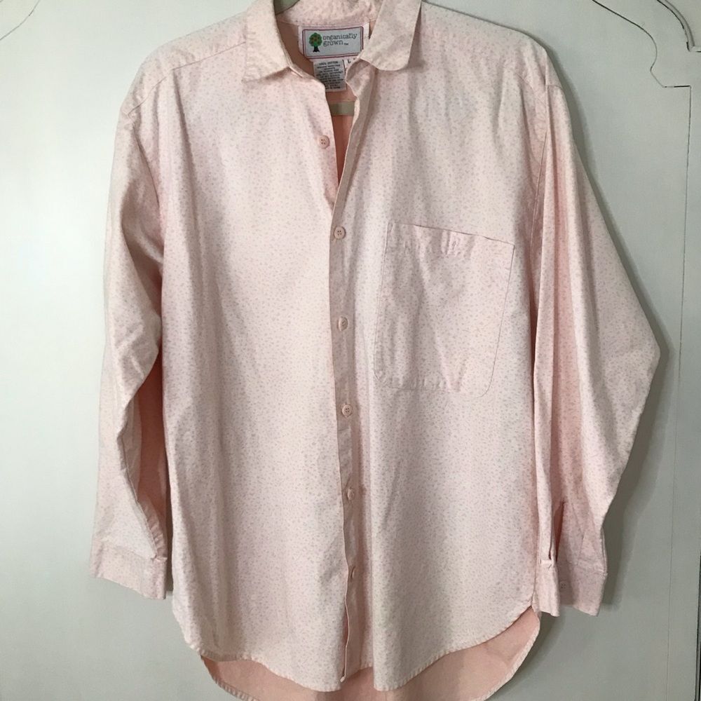 Vintage Organically Grown by Arpeja Peach 100% Cotton Women's Button Shirt SizeL